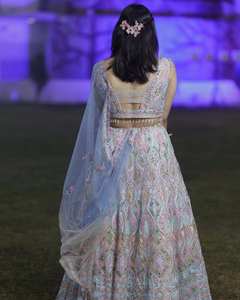 Hermosa Lehenga con lentejuelas bordadas Lata de trabajo-Lata y capas de lienzo - Product Image 4