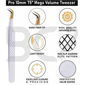 Fiber Tip Grafted Tweezers for Lash Extensions Perfect Lashes With Strong Grip 10mm 75 Mega Volume Beauty Make-up Tools - Product Image 3