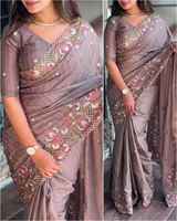 Blus Saree Tradisional India Selatan Modern Musim Dingin Musim Panas, Buatan Tangan, Motif Bunga Mewah, Bulu Imitasi Multi Warna, Logo Kustom