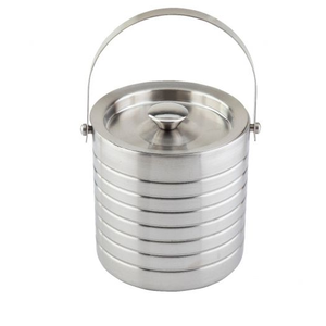 Silver Finished Stainless Steel Beverage Ice <b>Bucket</b> with Side Handle Sustainable <b>Champagne</b> Cooler Parties Restaurant Supplies - Product Image 1