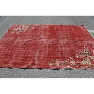พรมปูพื้นขนาดใหญ่สไตล์ตุรกีวินเทจแบบคลาสสิกสีแดงขนาด6.4x10.1ฟุตผ้าขนสัตว์แอบสแตรกต์มีลวดลายหนา10มม. สำหรับโถงทางเดิน - Product Image 3