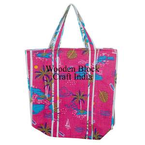 Sac de marché de style nouveau, sac fourre-tout en coton imprimé à la main en Inde, sac à main tendance 100% coton, cadeau pour femmes, sac de shopping - Product Image 1