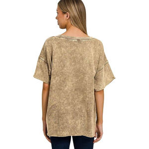 Aaron Garments Accesorios Superventas Camisetas de lavado ácido de verano para mujer Cuello redondo de ajuste suelto Hecho en Pakistán - Product Image 2