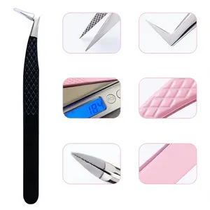 Pince à épiler pour extensions de cils MORGANS INDUSTRIES, en acier inoxydable, pointe lisse, outils d'application de précision pour cils, 10 mm, rose - Product Image 2