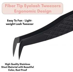 Pince à épiler pour extensions de cils en acier inoxydable recouvert de couleur noire, prix de gros, meilleure qualité, pince à épiler pour cils, marque privée - Product Image 6