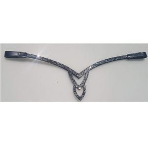 Bandas para cejas de caballo de cuero de vaca de grano superior en cuero de lujo de cristal negro 5 filas de perlas y cristales multicolores banda para cejas con brida ostentosa - Product Image 5