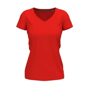 T-shirt personnalisé pour femmes, design extensible à col en V pour merchandising promotionnel - Product Image 3