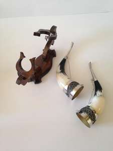 Corne à boire décorative naturelle Viking coquille polie écologique style animal religieux artisanat en métal souvenir en bois unique - Product Image 6