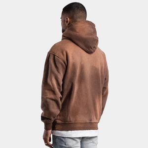 Sweat à capuche homme vintage épais 500 g/m² de haute qualité, personnalisé, coupe oversize, en coton molletonné français, lavable, pour l'hiver, couleur unie - Product Image 4