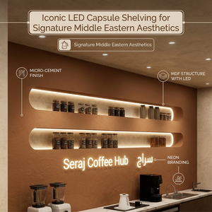 Meubles de café au design caramel chaud avec <span class=keywords><strong>comptoir</strong></span> central ovale et chaise ronde en velours, ensemble complet pour l'aménagement intérieur d'un café arabe - Product Image 3