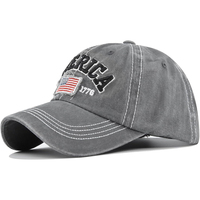 2026 Nieuwe Aanwinst Retro 1776 Oxford Sportieve Baseballpet Unisex Grijs Verweerd Gewassen Katoenen Pet Op Maat Gemaakt Patriottische Amerikaanse Vlag