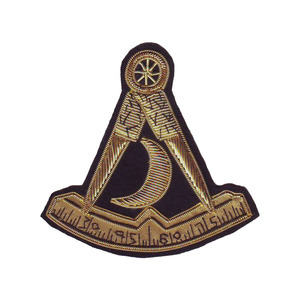 Badge en fil de bullion fait main, broderie dorée, grande taille, forme d'ancre, argent - Product Image 3