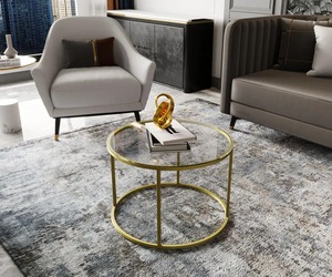 Mesa de centro de metal para interiores de excelente calidad resistente a la intemperie con recubrimiento en polvo para patio, jardín o balcón disponible para la venta - Product Image 1