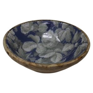 Leaf Design Enamel Print Round Shape Wooden Serving <b>Bowl</b> For Tableware <b>Snacks</b> And Dry Fruits Serving <b>Bowl</b> Handmade - Product Image 2