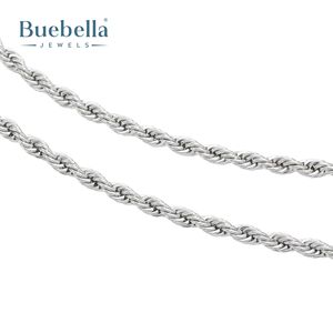 Gran oferta, cadena de cuerda de moissanita de 3mm chapada en oro blanco de 14 quilates de plata 925 para hombres, collares Premium - Product Image 4