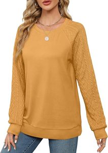 Sweatshirts for Women Crewneck <b>Cable</b> <b>Knit</b> Sleeve <b>Sweaters</b> Lightweight Fashion 2025 - Product Image 5