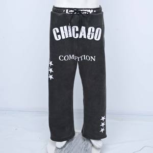 High Waist Wholesale Lightweight Breathable Oversized <b>Men</b> Flared <b>Joggers</b> Sweat High Plain Dyed 100% Cotton Vintage Customized - Product Image 5