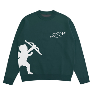 Sweat-shirt d'hiver pour homme avec logo brodé personnalisé, col rond, coupe classique, uni, en molleton de coton teint - Product Image 5