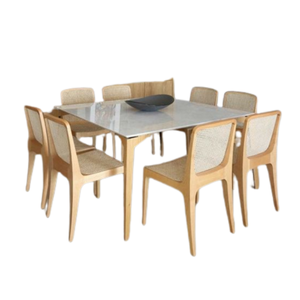 Juego de muebles de restaurante de material natural, mesa de comedor con muchas sillas fabricadas en Indonesia - Product Image 1