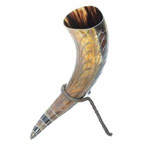 Artesanías naturales hechas a mano, jarra de estilo medieval duradera, cuerno para beber vikingo pulido, gancho de cuero para bodas en casa, regalos - Product Image 5