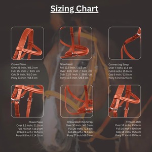 Bride de cheval sans mors en cuir anglais véritable Tan doux de qualité supérieure avec rênes Crossover Cross-Over Bitless Bridle - Product Image 5