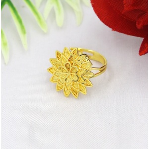 Bagues ethniques dorées de style indien et arabe de Dubaï, grandes tailles classiques réglables en alliage plaqué or avec matériau principal - Product Image 3