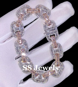 Luxe VVS Moissanite Baguette Cut Tennis Bracelet Femmes 925 Argent Rhodium Plaqué Or Rose Blanc Glacé Griffe Réglage Designer - Product Image 4
