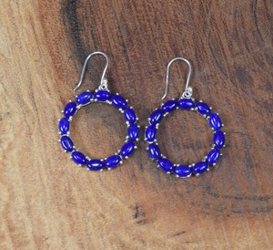Pendientes de piedras preciosas de lapislázuli 925, pendientes de plata de ley sólida para mujer, joyería de moda para mujer, Pendientes colgantes de plata para niñas - Product Image 3