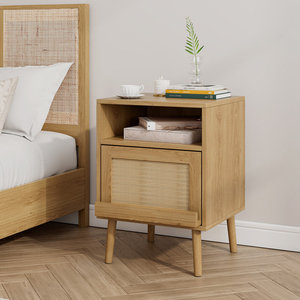 Pata de noche de ratán de madera maciza antigua de lujo, muebles de dormitorio ajustables para uso doméstico para sala de estar - Product Image 1