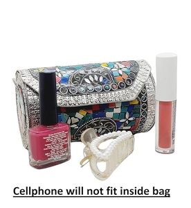 Sac à main de luxe en mosaïque pour tenue traditionnelle, sac à main en mosaïque fait à la main avec poignée en chaîne en laiton, tendance de la mode à bas prix - Product Image 5