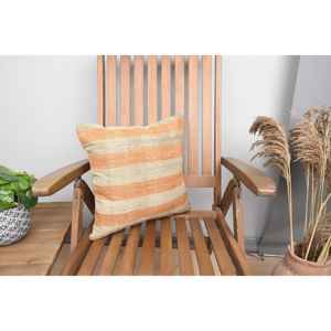 Rustic 16x16 Inch Beige Ikat Patchwork Wool <b>Pillow</b> Quilted and Knitted with Vintage Square Shape Woven Technique for <b>Sofa</b> Use - Product Image 1