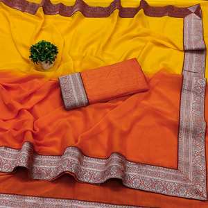 Saree en polyester à prix d'usine à forte demande en direct d'Inde pour les fêtes et les mariages vêtements indiens et pakistanais - Product Image 3