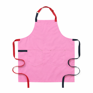 Pink Sleeveless Heavy Duty Reusable Bib <b>Apron</b> with Two Pockets Cotton Woven Machine Washable for Cleaning Supplies Daily Use - Product Image 1