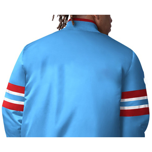 แจ็กเก็ตผ้าซาตินดีไซน์แบบสีน้ำเงินและแดงแจ็กเก็ตมีสีและโลโก้แบบกำหนดเอง - Product Image 5