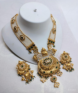 JOYERÍA DE COBRE TRADICIONAL Y DE MODA INDIA CONJUNTO DE JOYERÍA DE BODA NOVIA PARA MUJER CONJUNTO DE PENDIENTES Y COLLAR - Product Image 1
