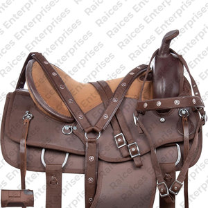Selle de cheval entièrement personnalisée fabriquée en usine de cuir Vente en gros Réglable Selle de cheval en cuir Western English - Product Image 2