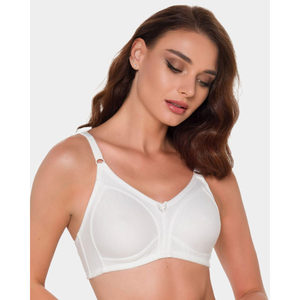 Soutien-gorge minimisant en coton 330 sans armatures, respirant, confortable, ajustable, push-up, fermeture à crochets, motif uni, lingerie tissée, bonnet avec logo - Product Image 1