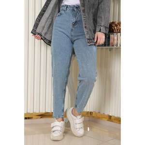 Jeans Midi Mega Merchant de Estilo Casual con Detalles en Piedra, Spandex/Poliéster, Corte Regular - Product Image 4