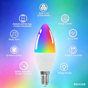 <span class=keywords><strong>Lampadina</strong></span> LED <span class=keywords><strong>a</strong></span> <span class=keywords><strong>Candela</strong></span> WiFi Tuya Smart E14 5W 450LM RGBCW 16 Milioni di Colori Controllo Vocale Alexa Google AC85-265V PST-WFC37 - Product Image 1