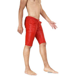 Pantalones cortos de cuero personalizados para hombres Nueva tarifa en línea Artículo más vendido Logo Impreso Color sólido Pantalones cortos de cuero para hombres - Product Image 3
