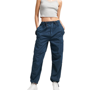 Pantalones de mujer más vendidos, pantalones de correr de cintura alta con múltiples bolsillos, ropa de calle personalizada, fabricante OEM, pantalones Cargo holgados - Product Image 1