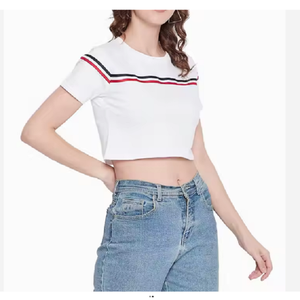 Hauts courts coupe ajustée pour femmes de toutes les couleurs et tailles T-shirts tricotés vierges de base de dernière conception du Bangladesh - Product Image 1