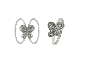 Bague plaquée en argent sterling 925 massif bague papillon diamant bleu naturel bague papillon détachable pour bijoux de mode pour femmes - Product Image 3