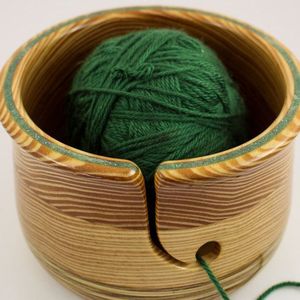 Modern design wooden yarn <b>bowl</b> flower cutting hole easy <b>knitting</b> wooden accessory hot selling portable tabletop yarn holder - Product Image 2