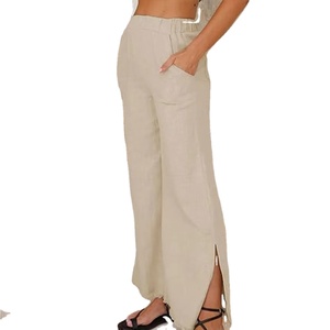 Pantalones elegantes de diseño con corte ajustado para mujer, diseñados para oficina y uso formal, con tela suave y color sólido. - Product Image 1