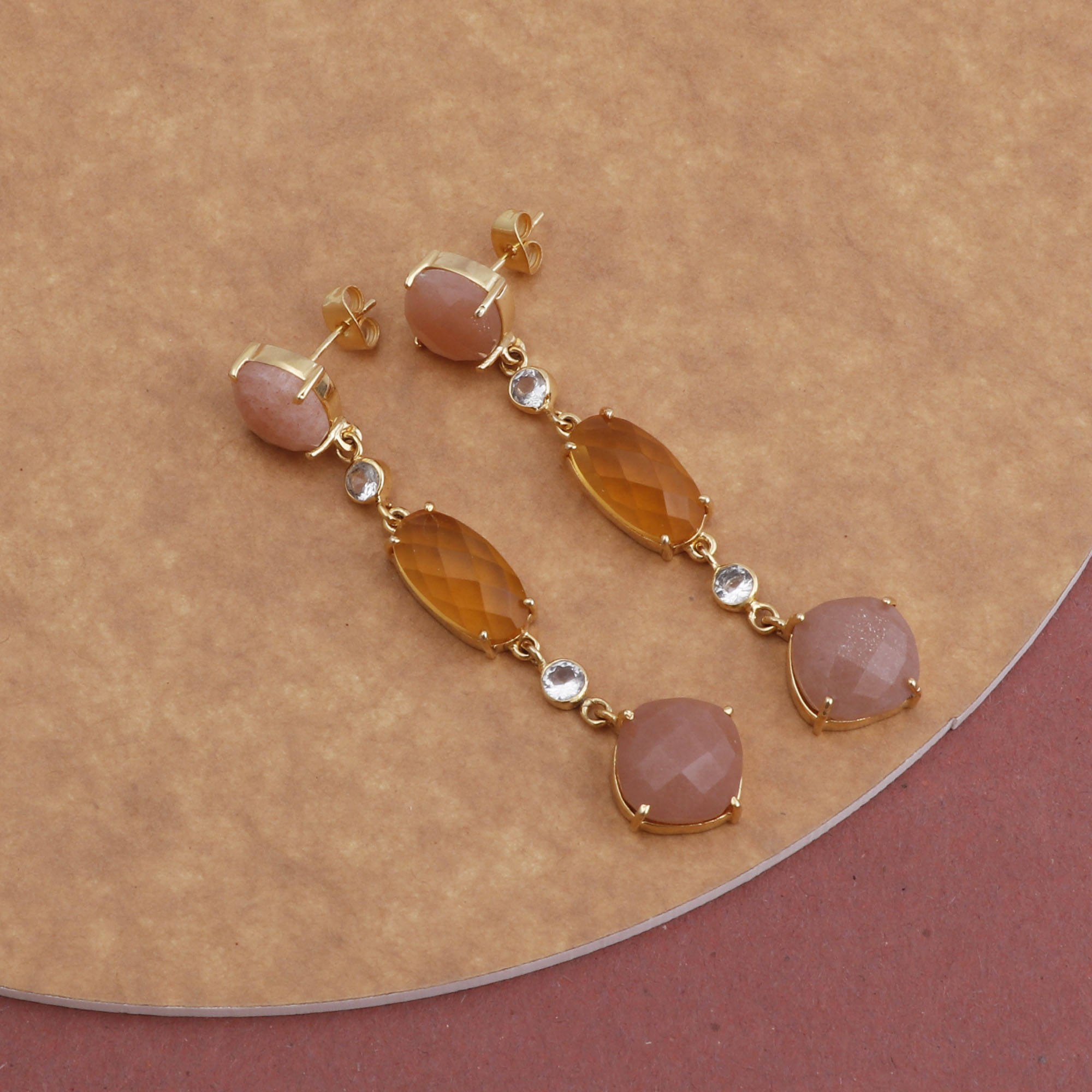 พีชมูนสโตน CZ ซิทรินไฮโดรควอตซ์