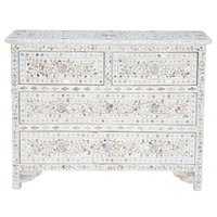 Commode en bois massif faite à la main avec incrustation de nacre, meuble de salon traditionnel antique, 4 tiroirs, mobilier de maison