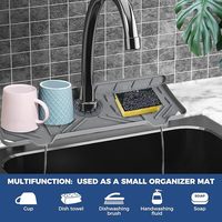 Silicone Heavy Duty Robinet Poignée Goutte À Goutte Plateau Tapis Cuisine Savon Éponge Titulaire Organiser Sur Évier Plat Séchoir Cuisine