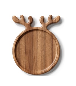 Plateau de service en bois d'acacia 12 "rond en bois plat de présentation plateau de charcuterie plateau pour fromage pain aux fruits - Product Image 1