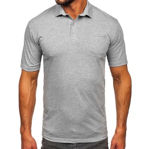 Polo en coton pour homme en coton ringspun gris - Product Image 1